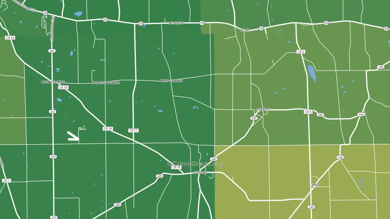 Stanley, NY Map of Robbery Rates