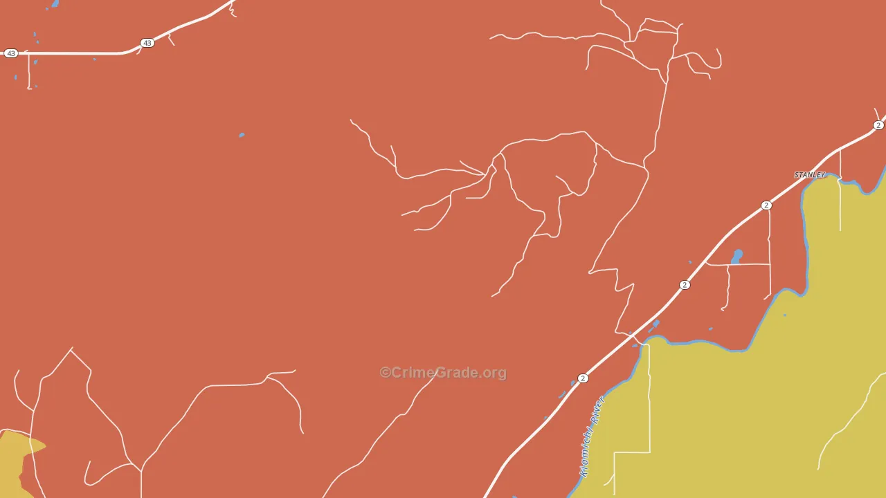 Stanley, OK Map of Robbery Rates