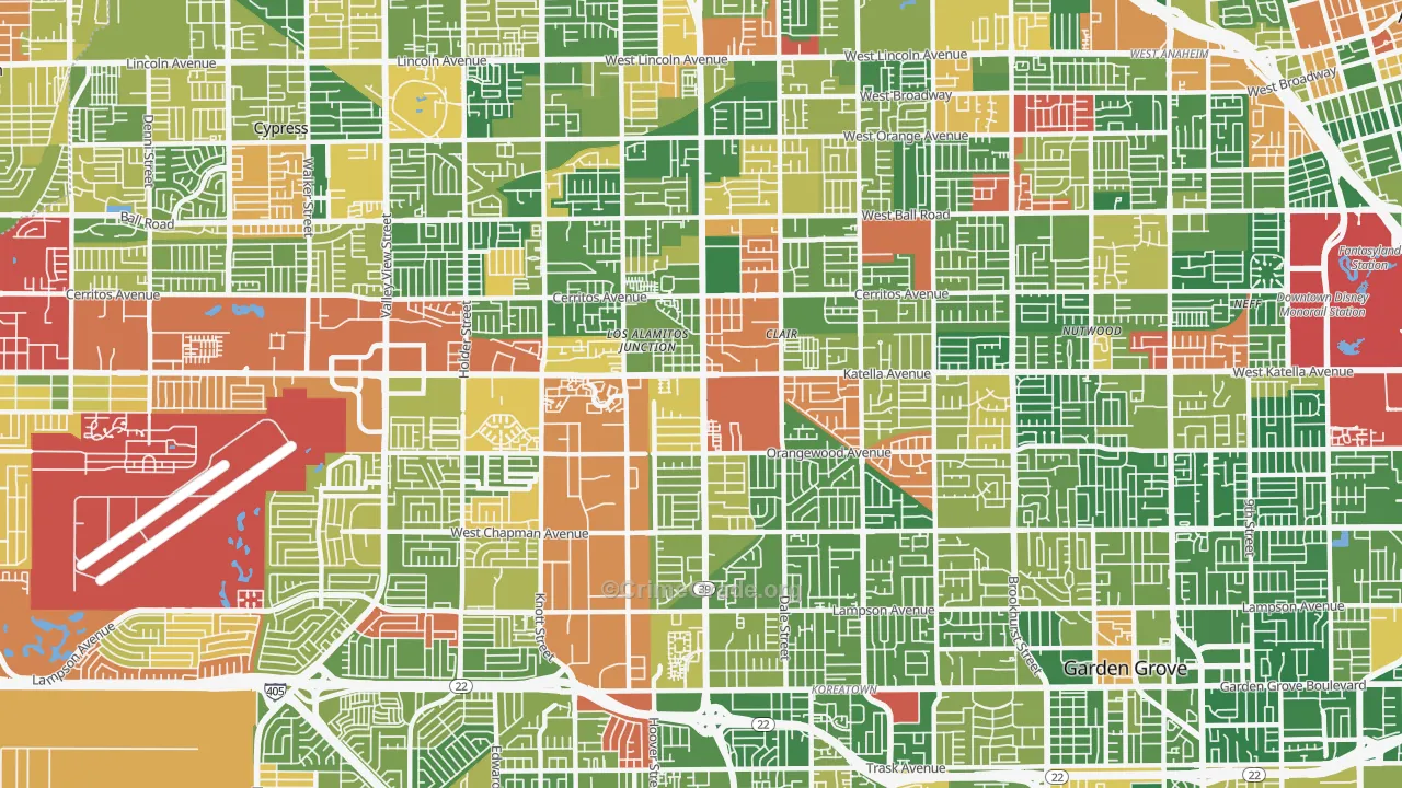 Stanton, CA Map of Robbery Rates