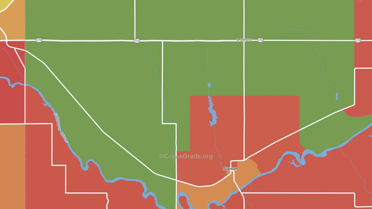 Stanton County, NE Map of Robbery Rates