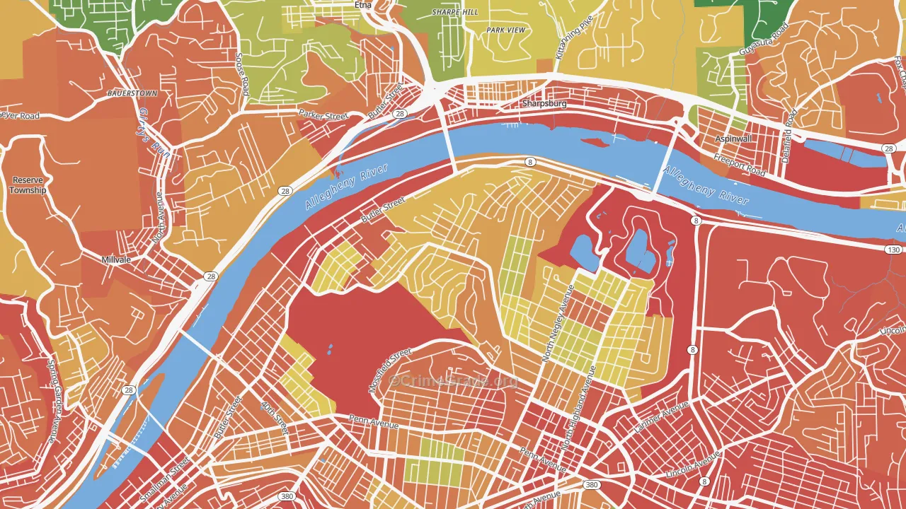 Stanton Heights, Pittsburgh, PA Map of Robbery Rates