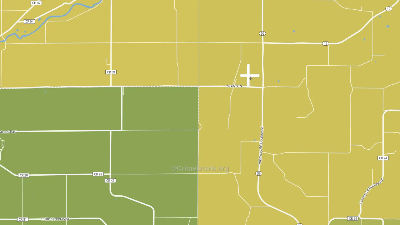 Stanton, MN Map of Robbery Rates