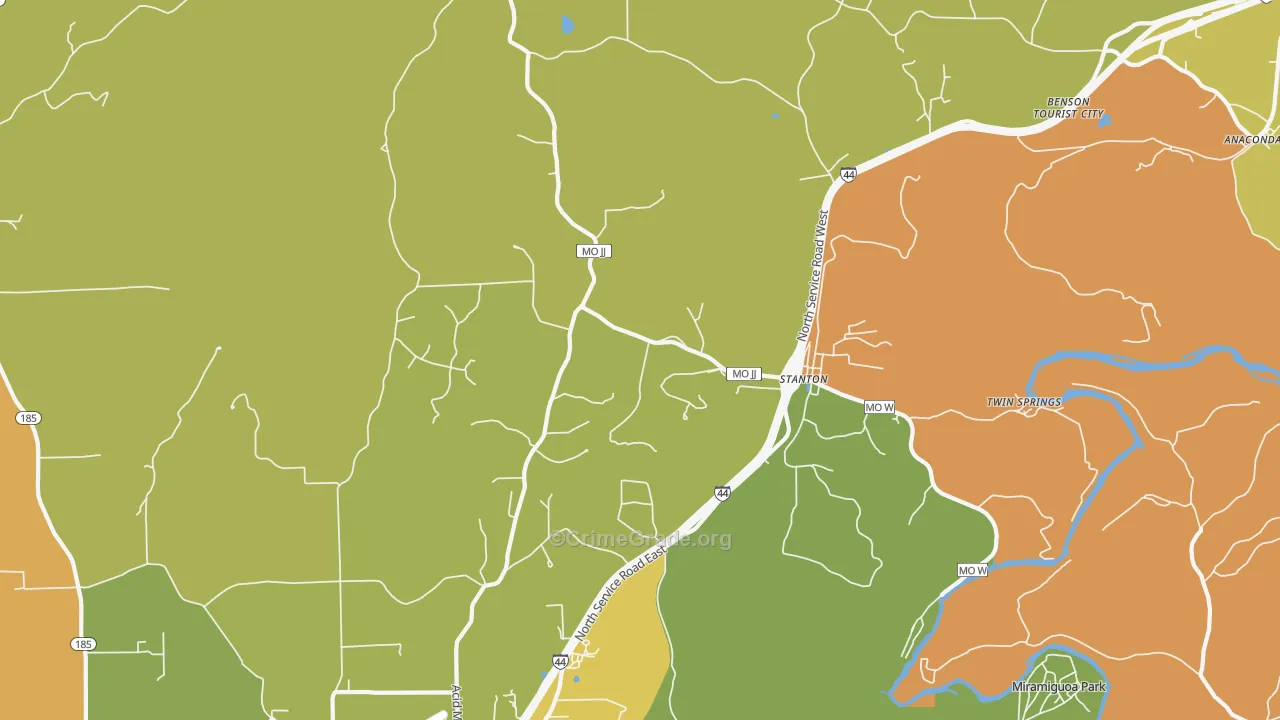 Stanton, MO Map of Robbery Rates