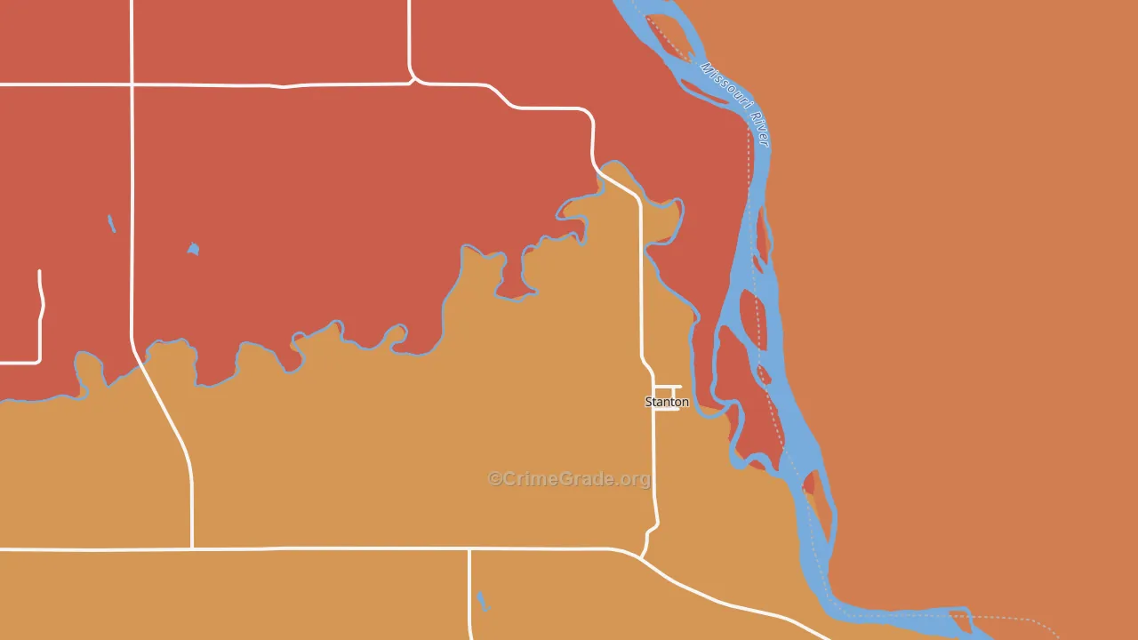 Stanton, ND Map of Robbery Rates
