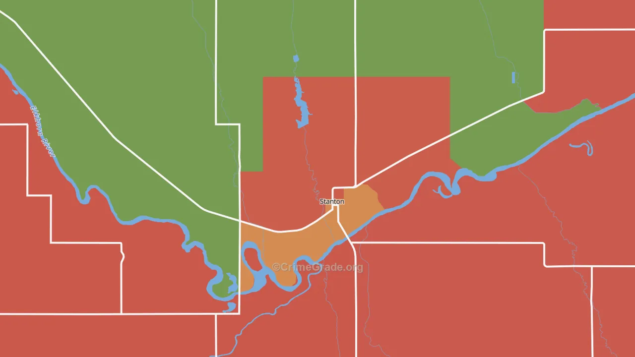 Stanton, NE Map of Robbery Rates