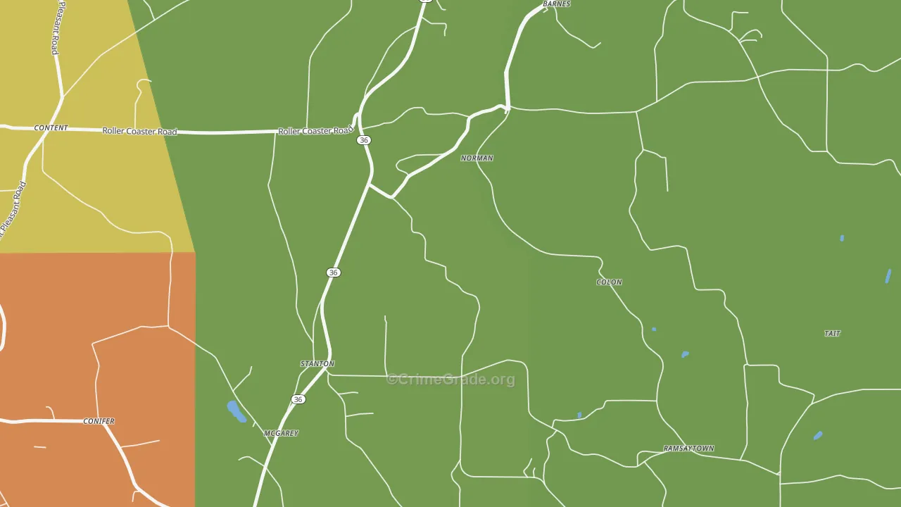 Stanton, PA Map of Robbery Rates