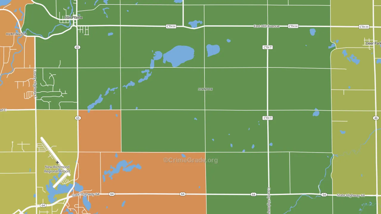 Stanton, WI Map of Robbery Rates