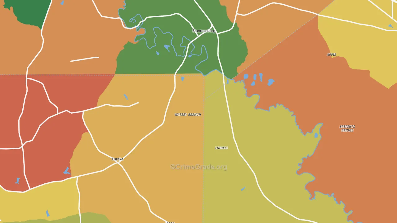 Stantonsburg, NC Map of Robbery Rates