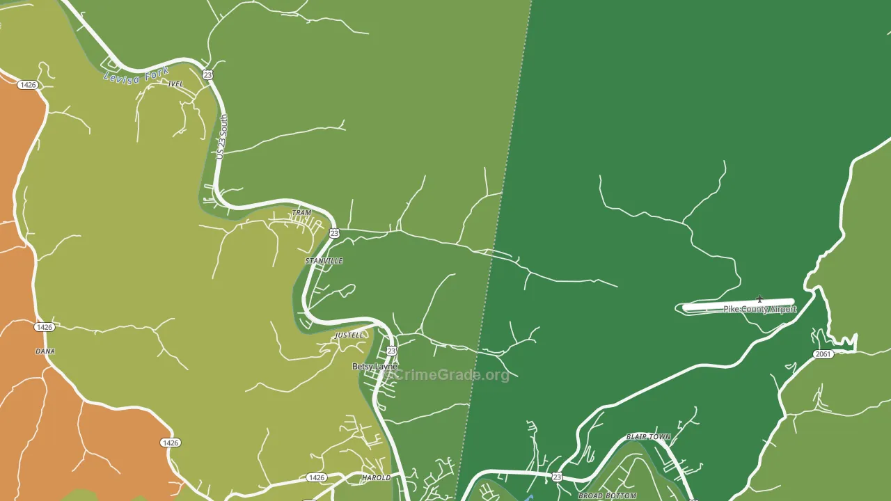 Stanville, KY Map of Robbery Rates