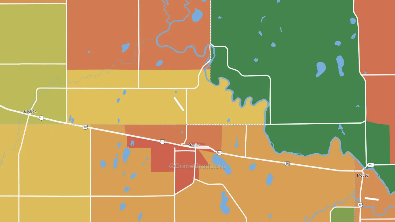 Staples, MN Map of Robbery Rates
