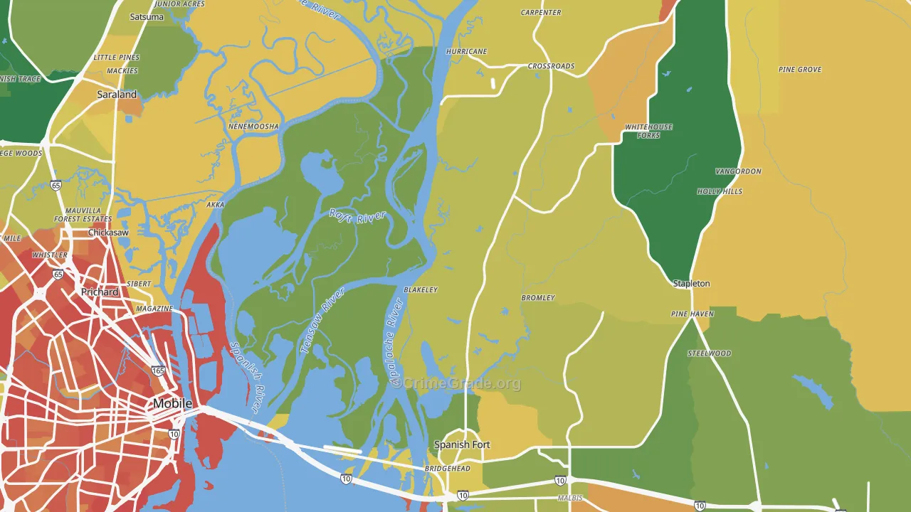 Stapleton, AL Map of Robbery Rates