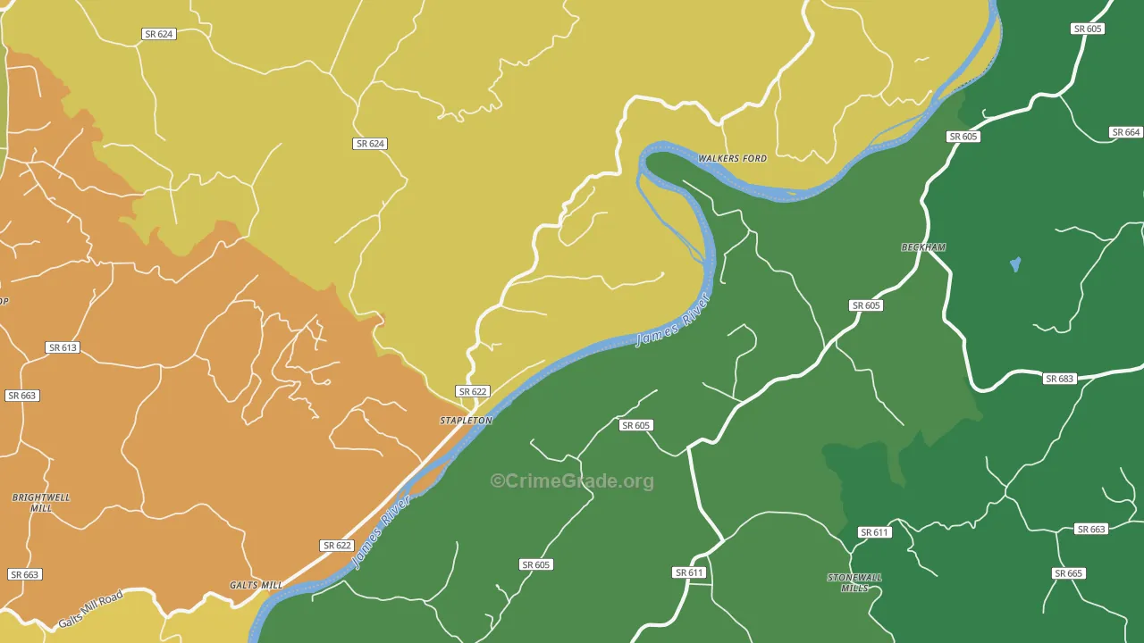 Stapleton, VA Map of Robbery Rates
