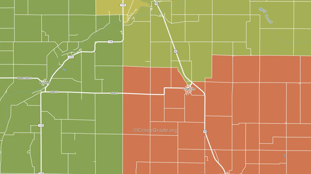 Star City, IN Map of Robbery Rates