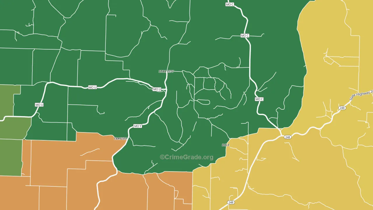 Star City, MO Map of Robbery Rates