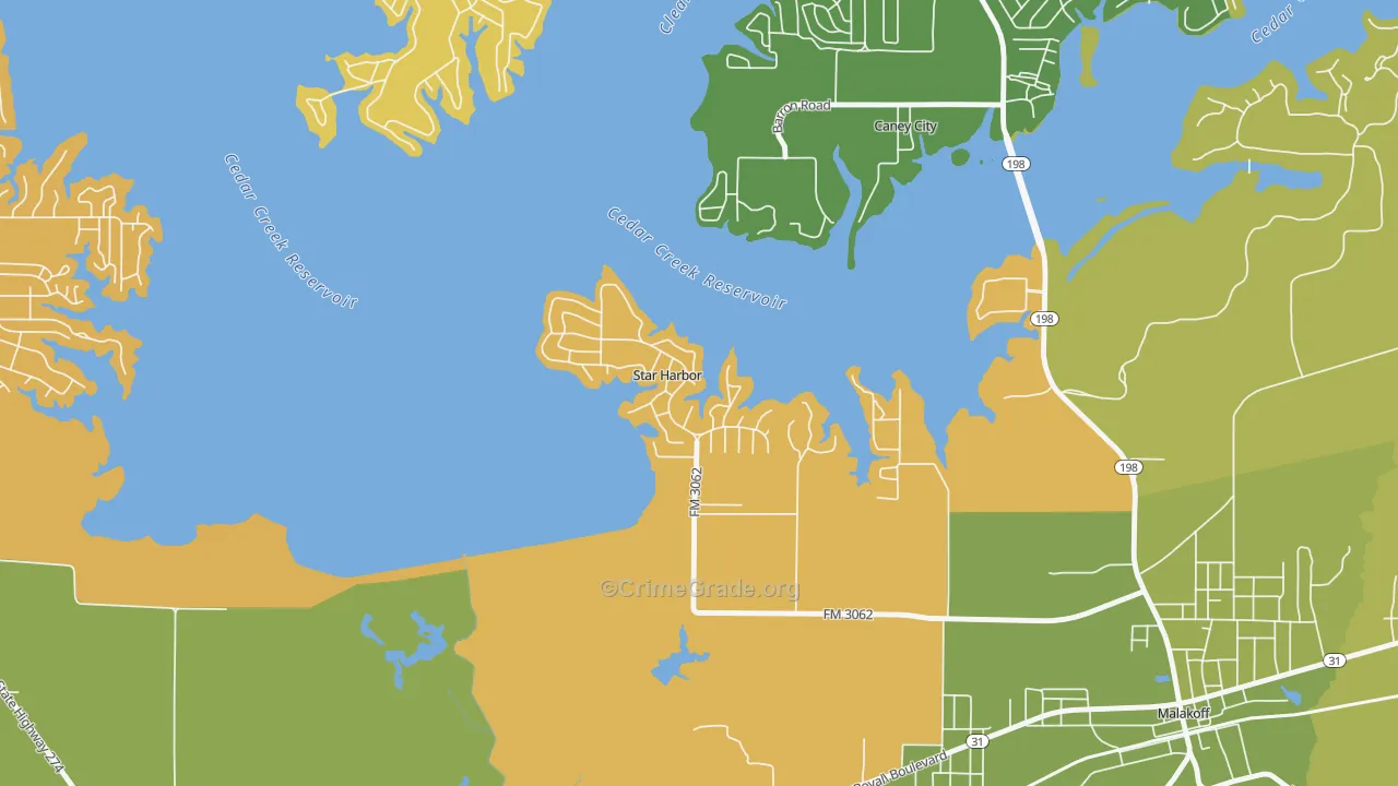 Star Harbor, TX Map of Robbery Rates