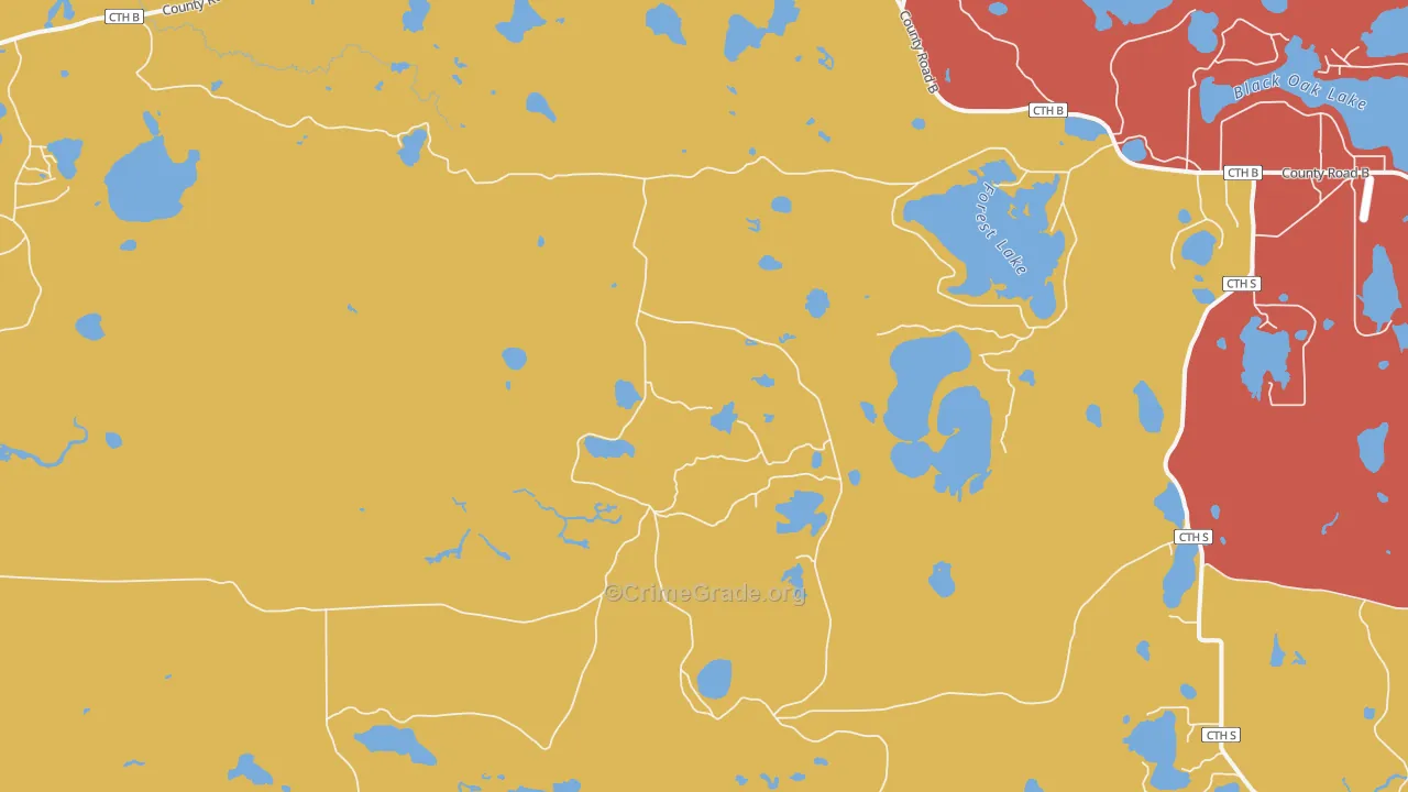 Star Lake, WI Map of Robbery Rates
