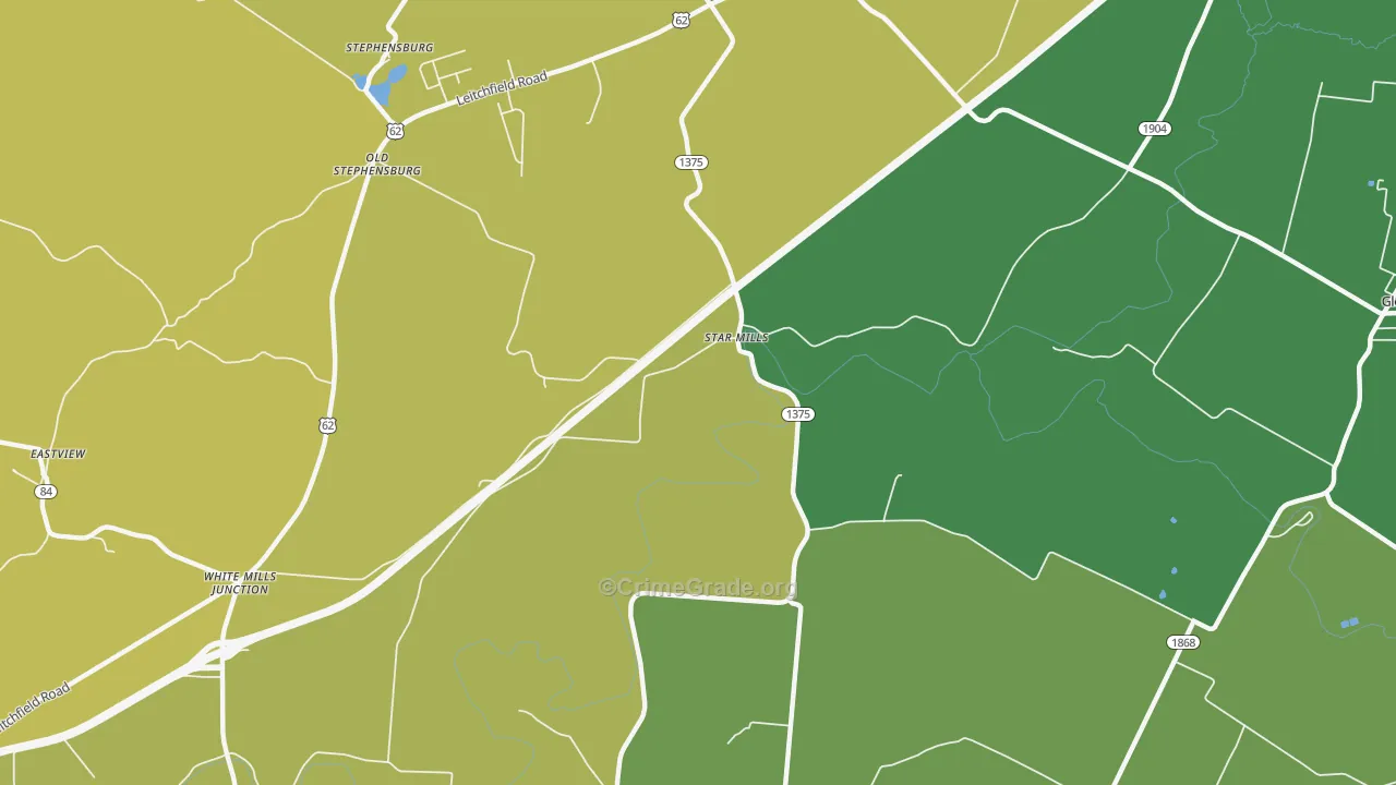 Star Mills, KY Map of Robbery Rates