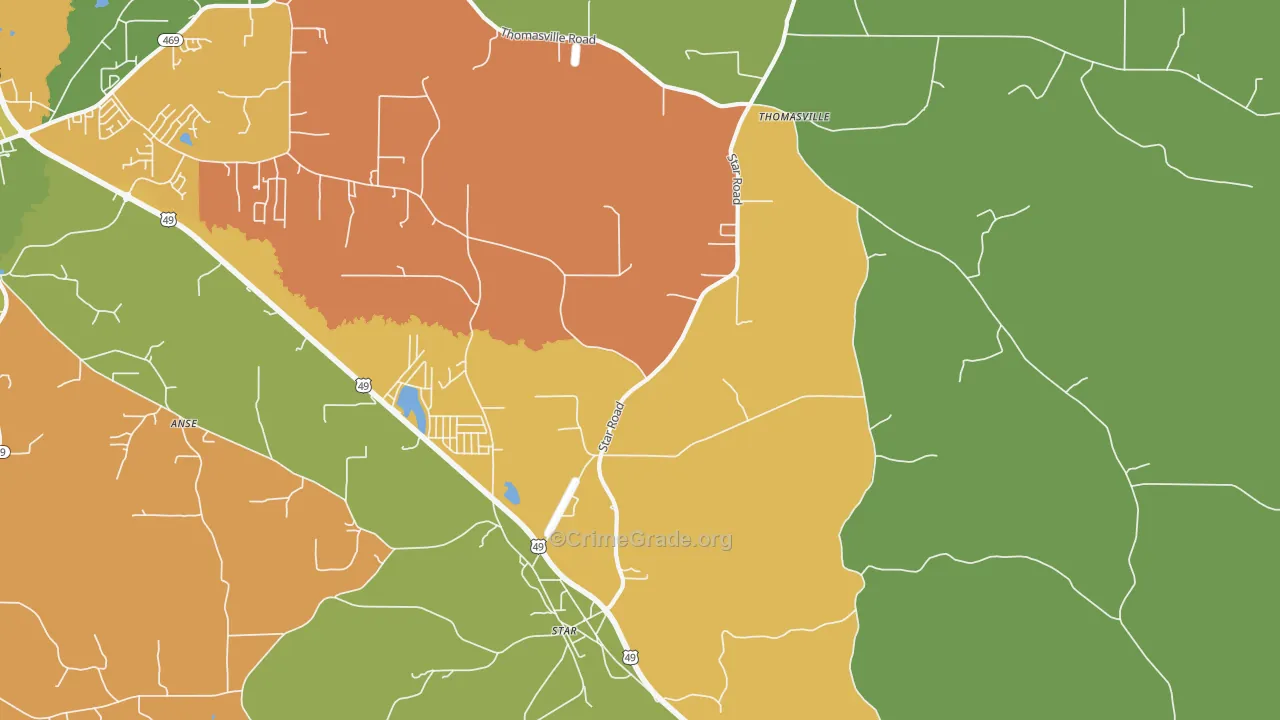 Star, MS Map of Robbery Rates