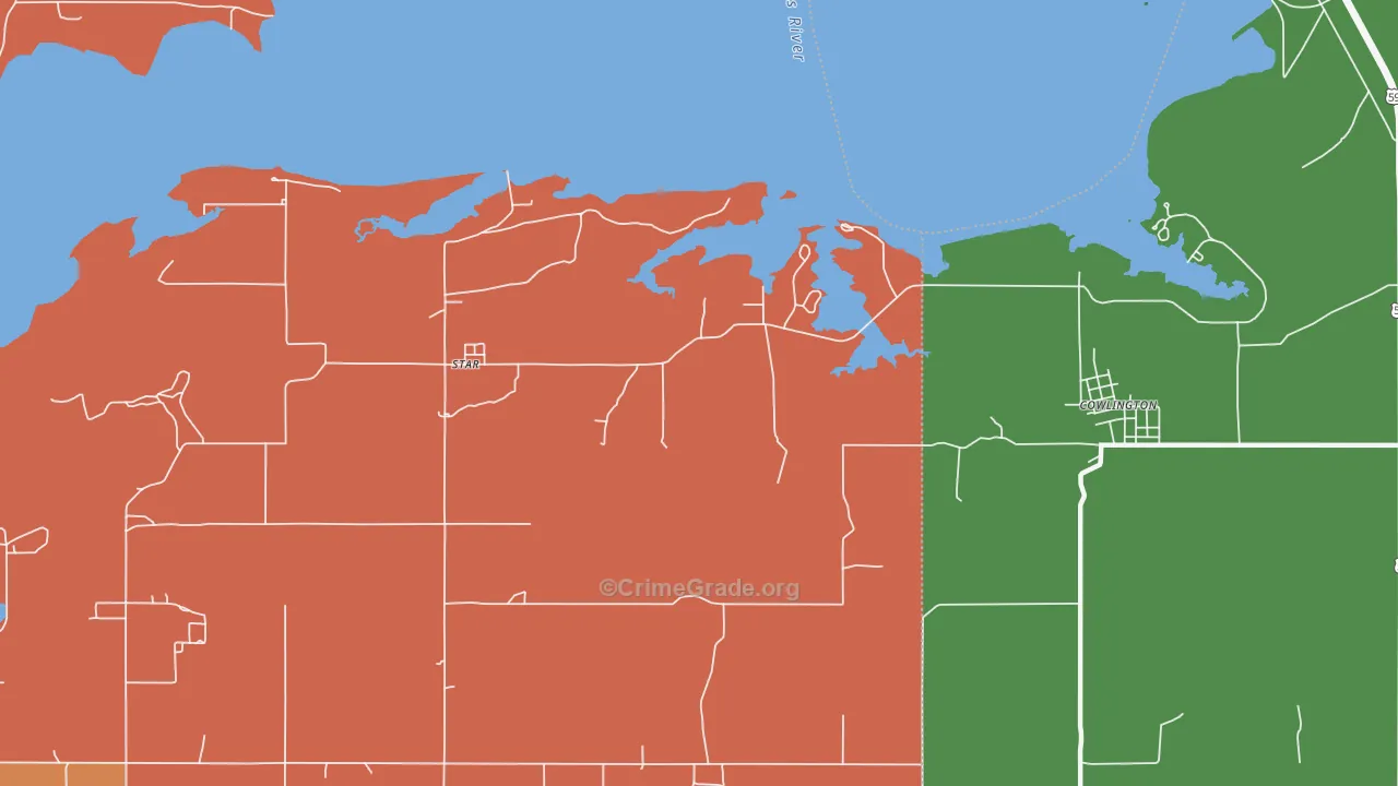 Star, OK Map of Robbery Rates