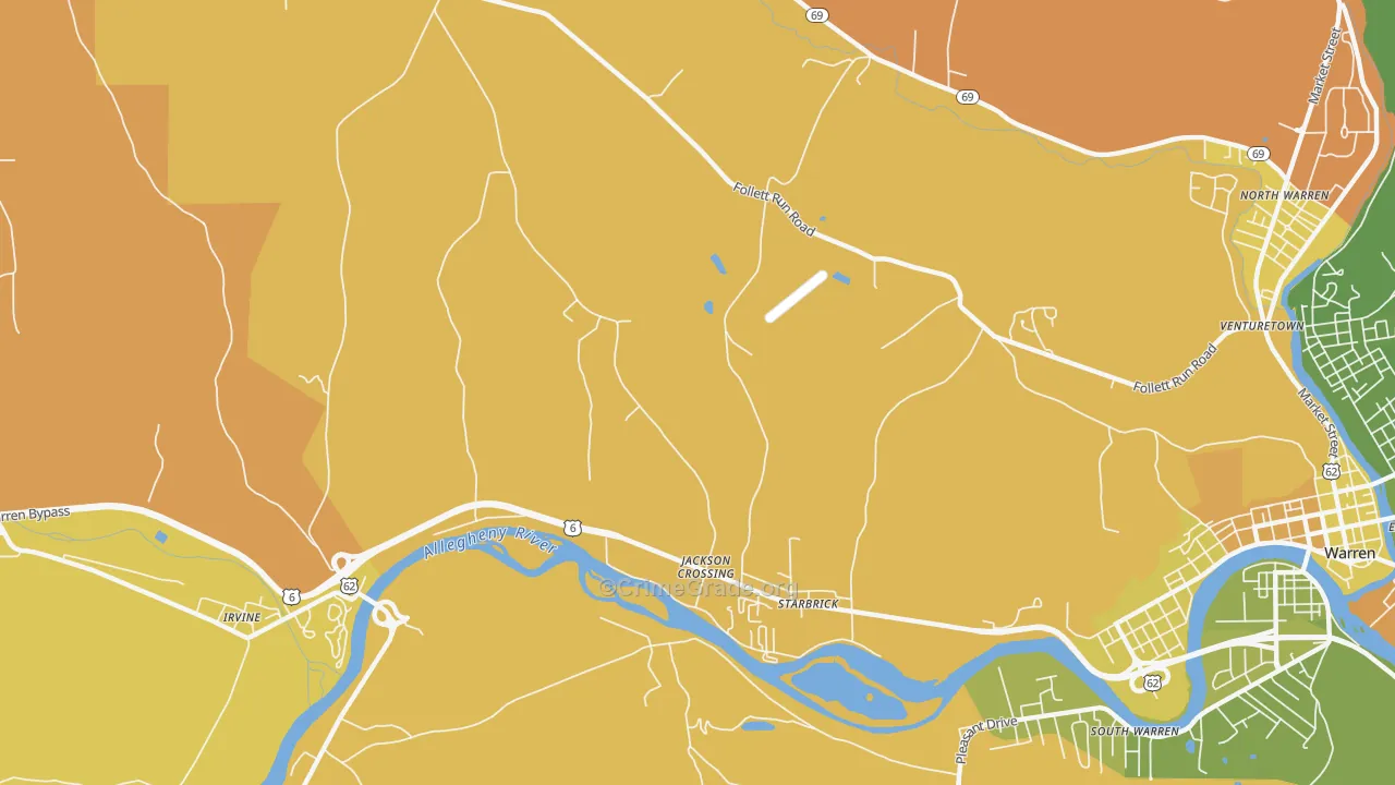 Starbrick, PA Map of Robbery Rates