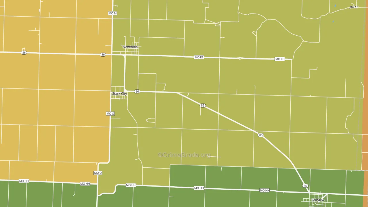 Stark City, MO Map of Robbery Rates