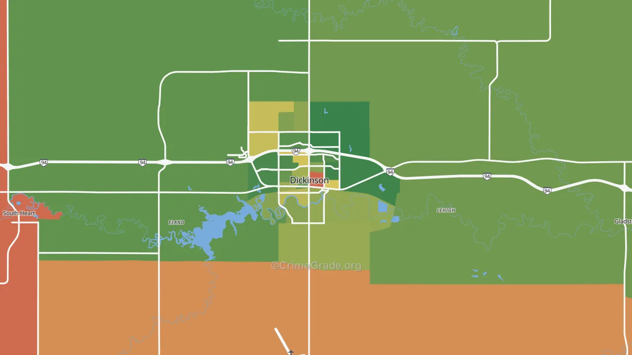 Stark County, ND Map of Robbery Rates