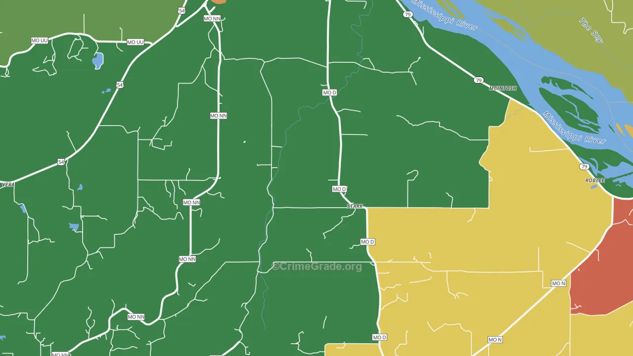 Stark, MO Map of Robbery Rates