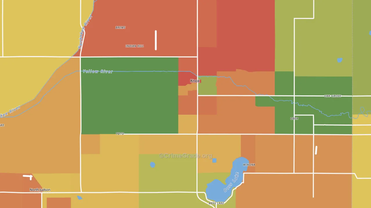 Starke County, IN Map of Robbery Rates