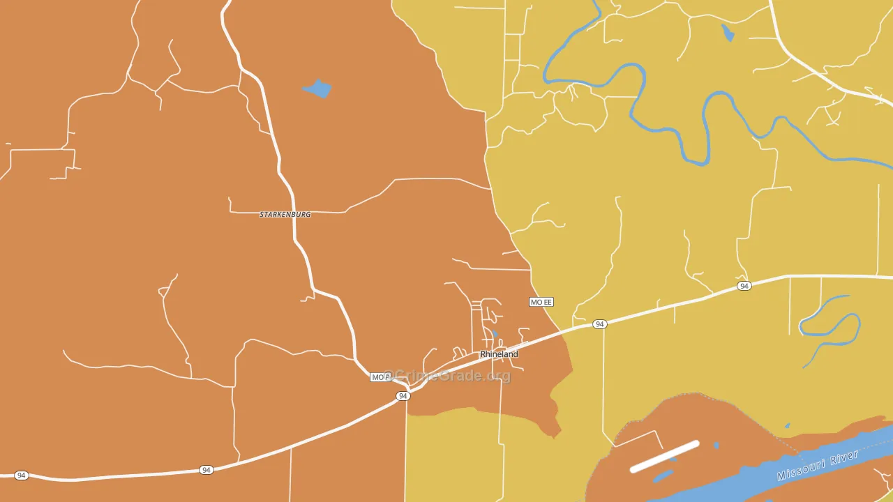 Starkenburg, MO Map of Robbery Rates