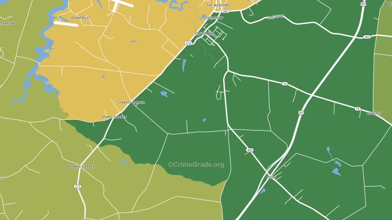 Starkey Corner, MD Map of Robbery Rates