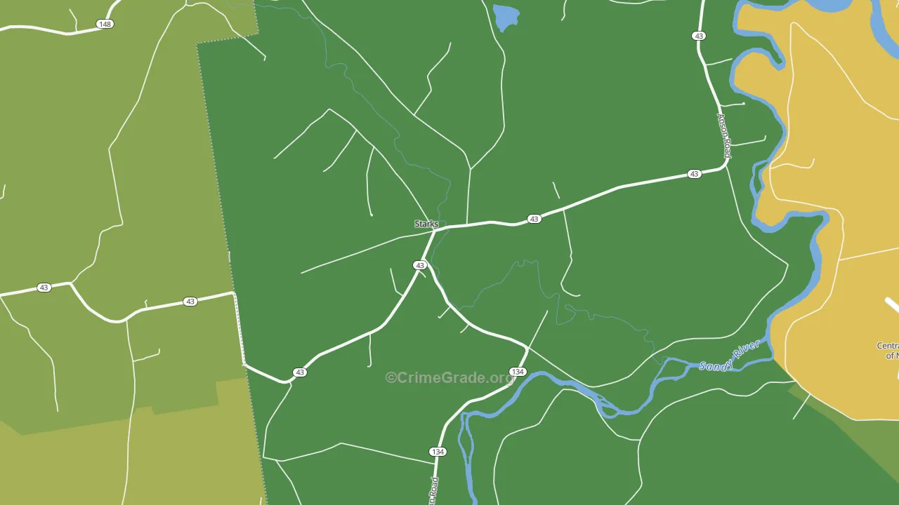 Starks, ME Map of Robbery Rates