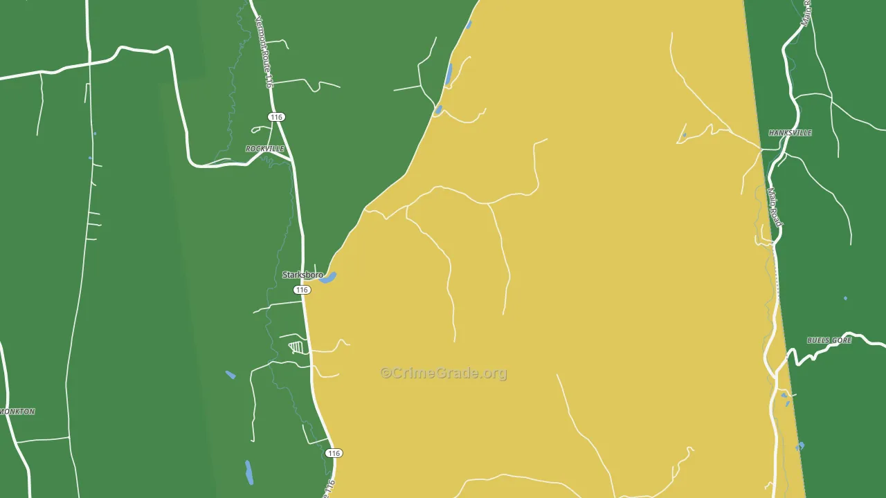 Starksboro, VT Map of Robbery Rates