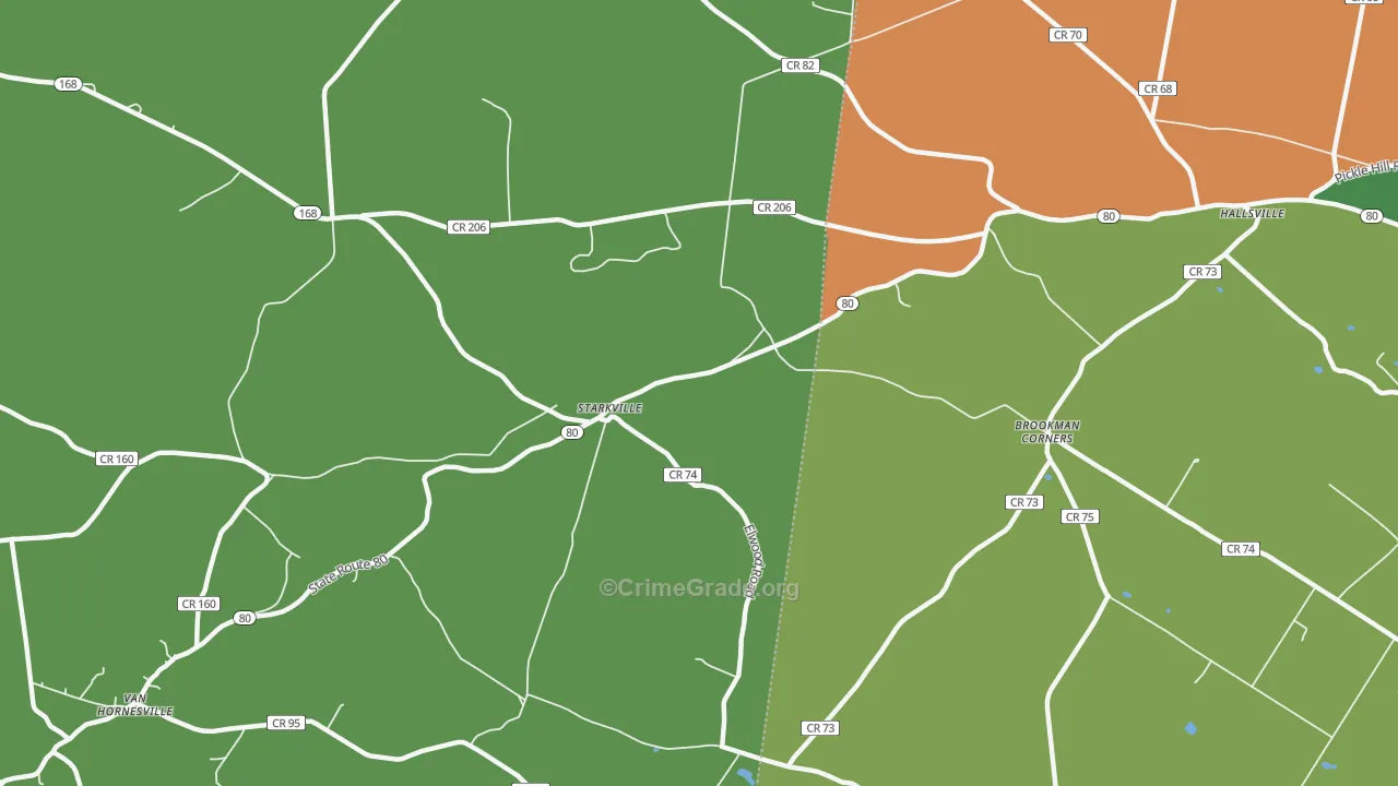 Starkville, NY Map of Robbery Rates
