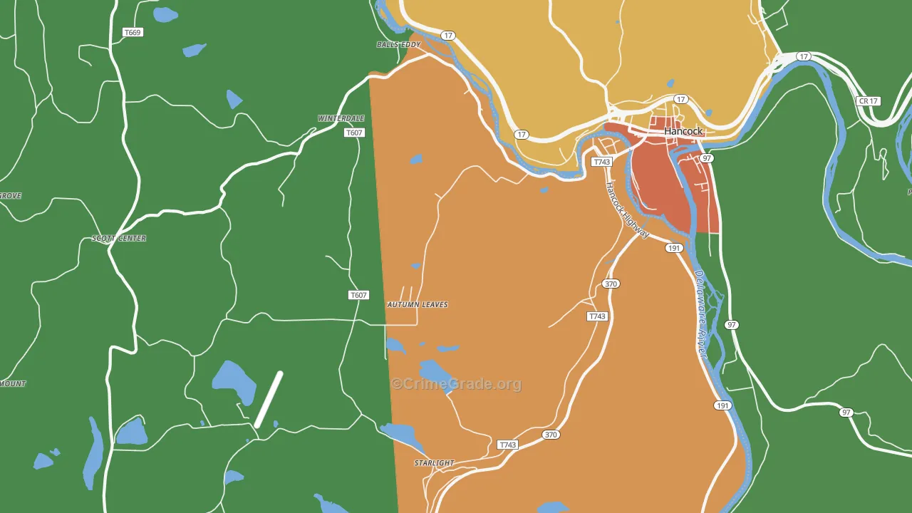 Starlight, PA Map of Robbery Rates