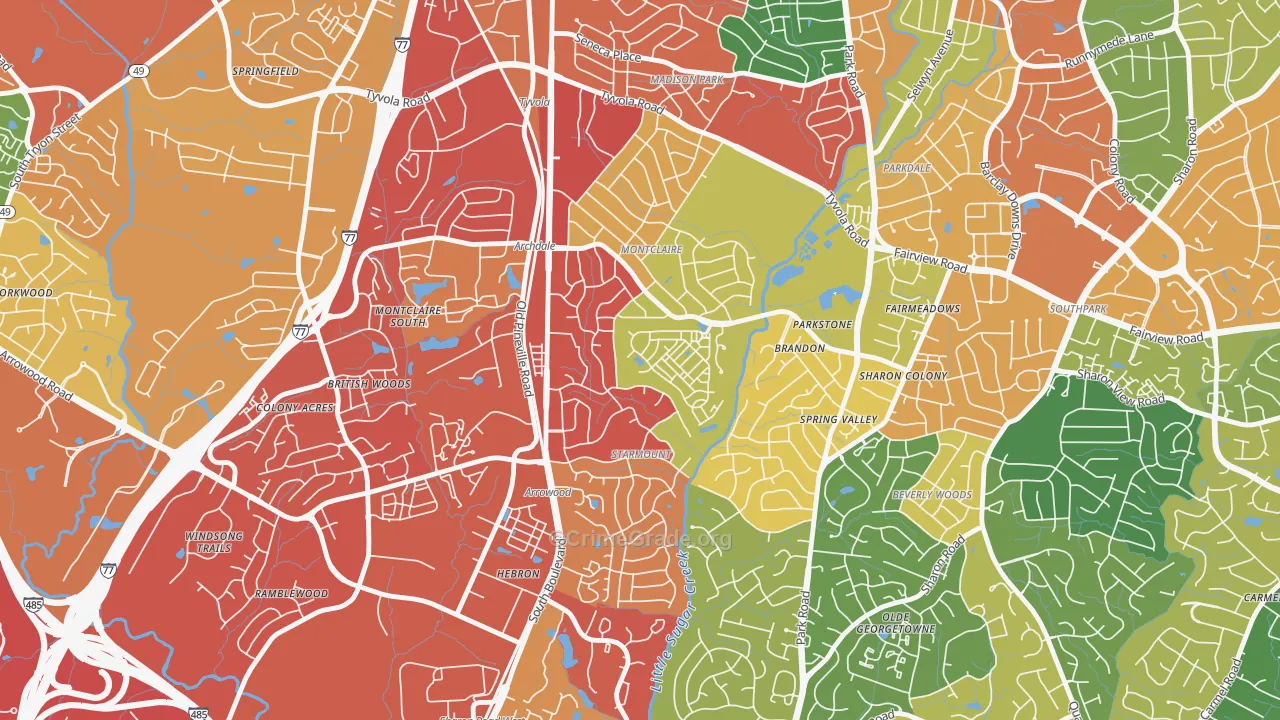 Starmount, Charlotte, NC Map of Robbery Rates