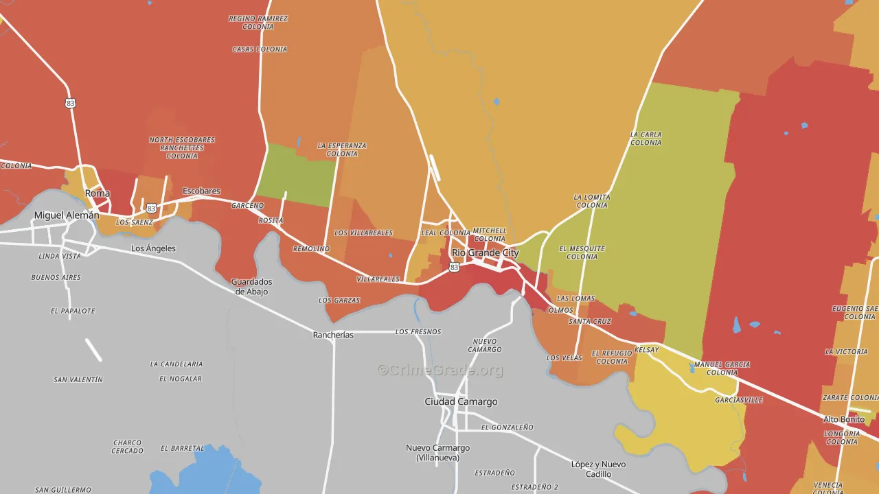 Starr County, TX Map of Robbery Rates