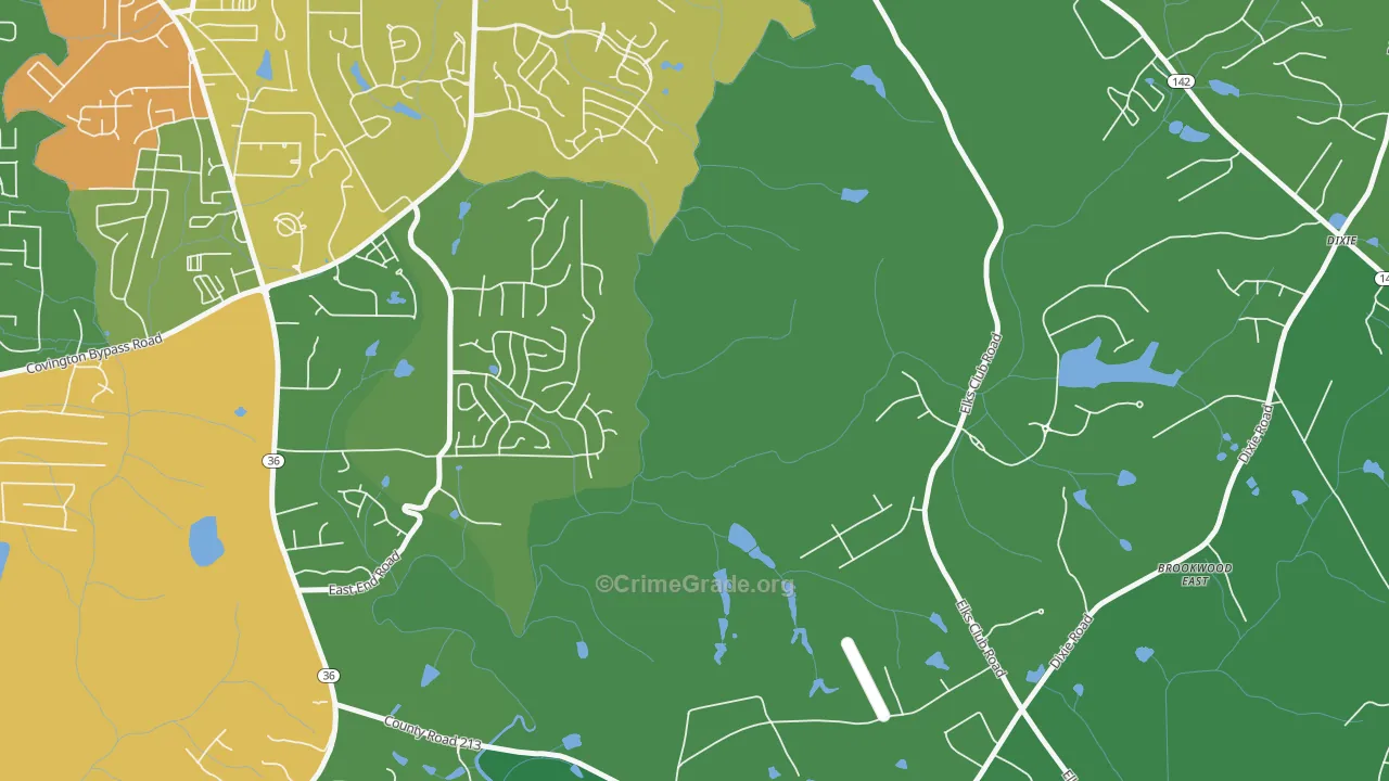 Starrsville, GA Map of Robbery Rates