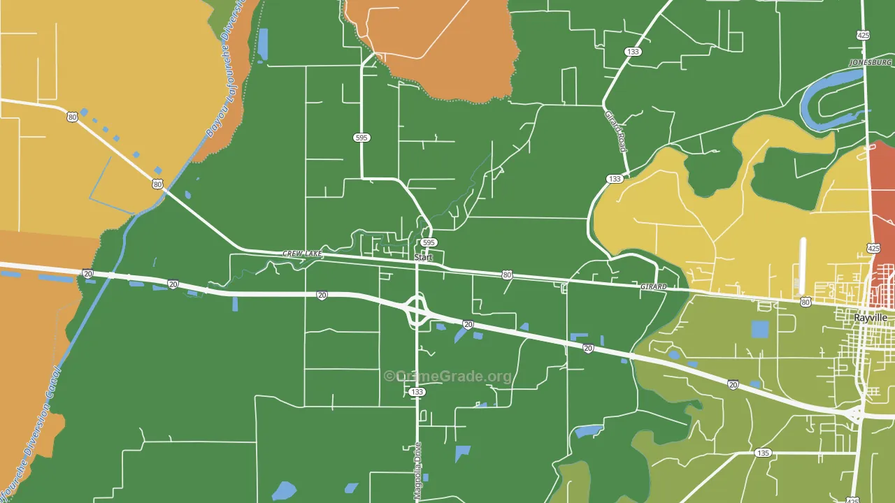 Start, LA Map of Robbery Rates