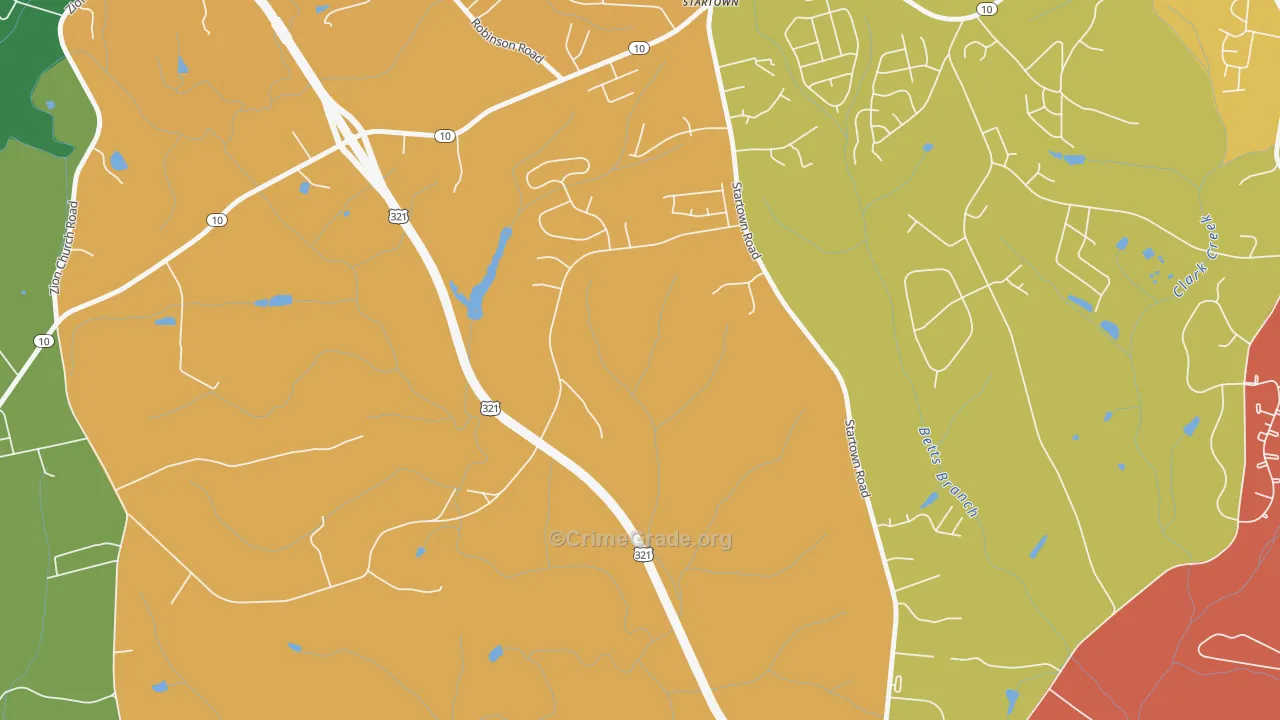 Startown, NC Map of Robbery Rates