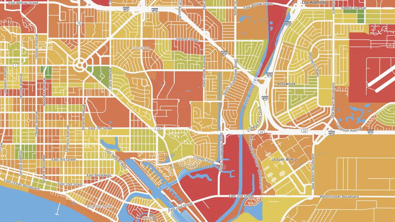 State College Area, Long Beach, CA Map of Robbery Rates