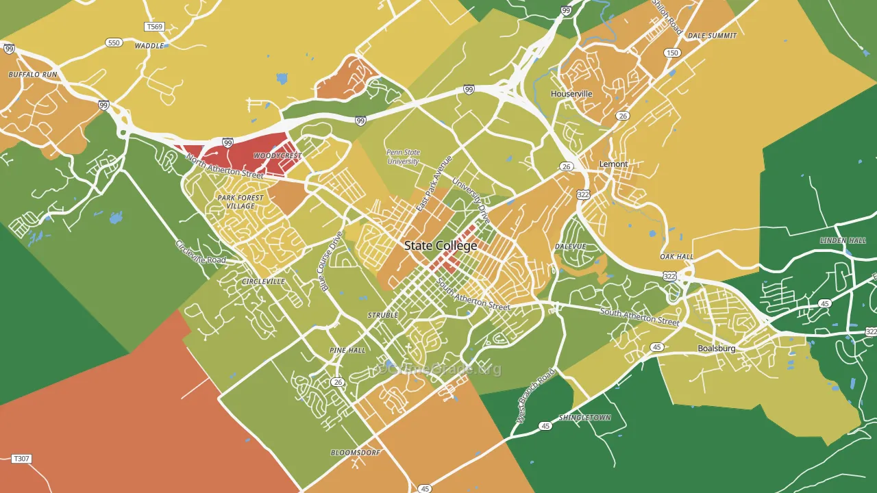 State College, PA Map of Robbery Rates