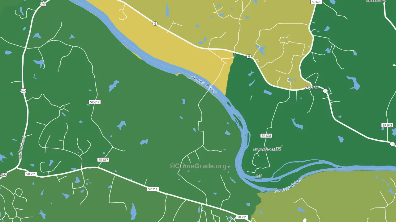 State Farm, VA Map of Robbery Rates