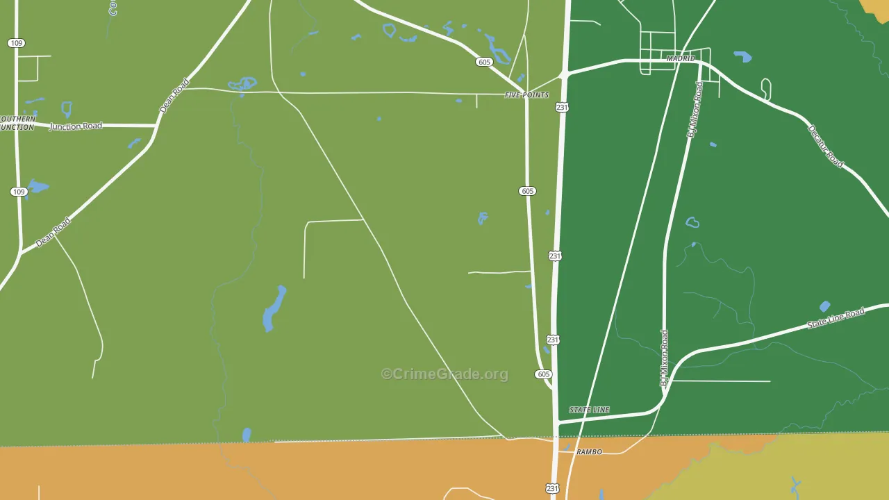 State Line, AL Map of Robbery Rates