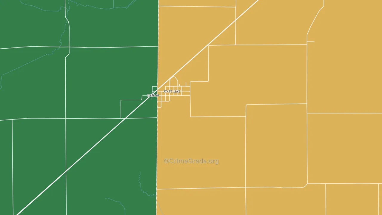 State Line City, IN Map of Robbery Rates