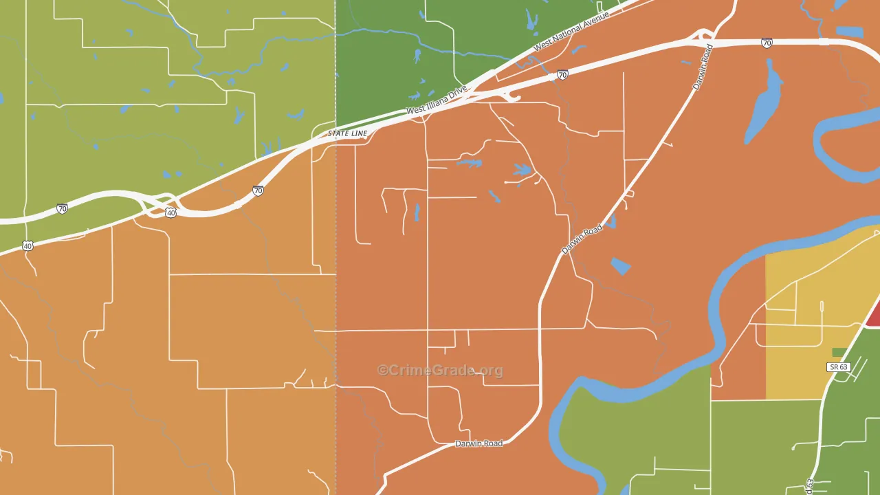 State Line, IN Map of Robbery Rates