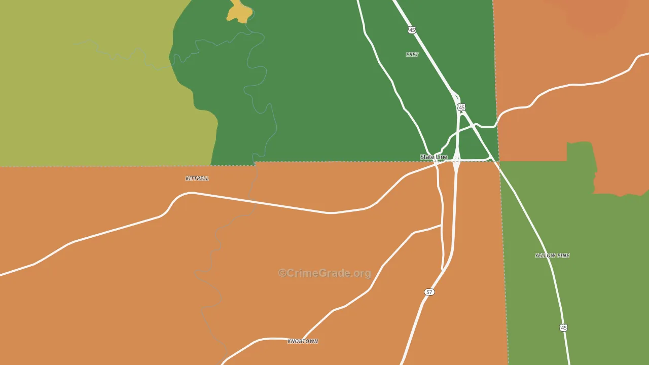 State Line, MS Map of Robbery Rates