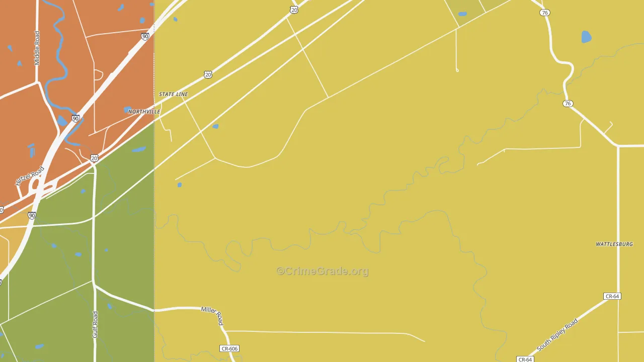 State Line, NY Map of Robbery Rates