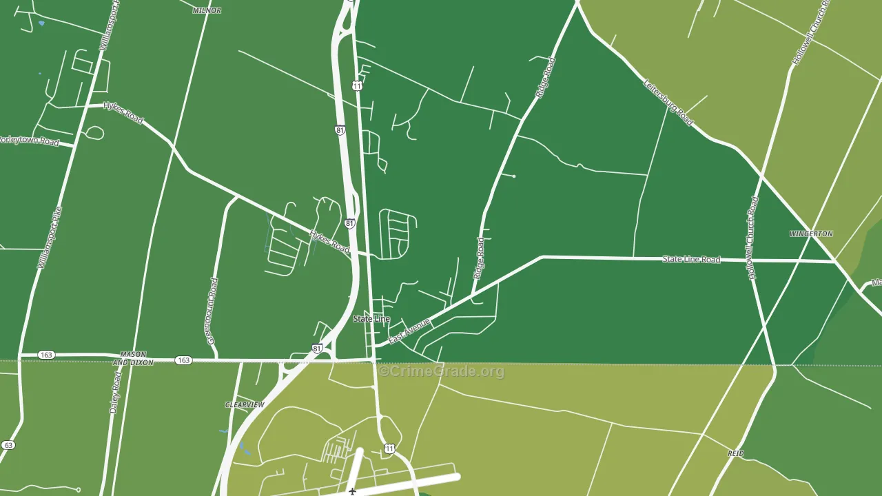 State Line, PA Map of Robbery Rates