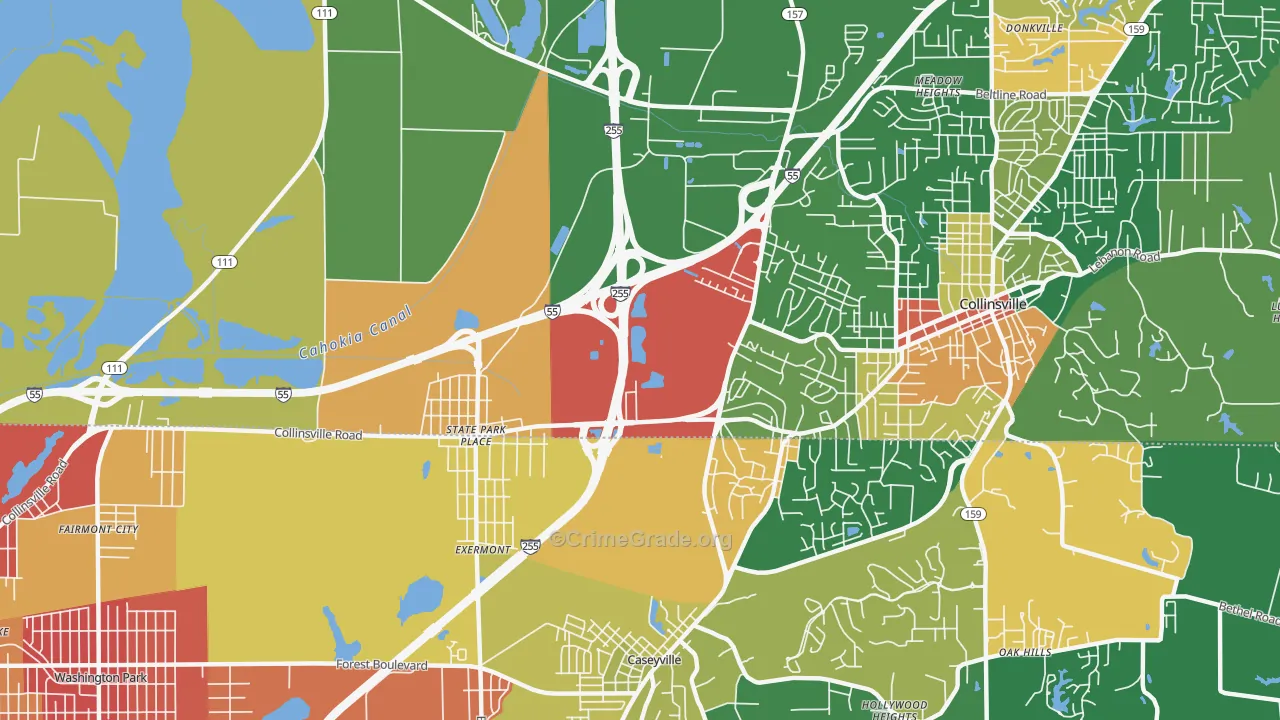 State Park Place, IL Map of Robbery Rates