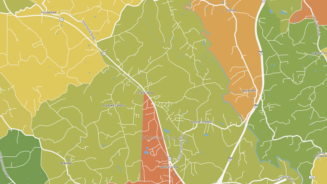 State Road, NC Map of Robbery Rates